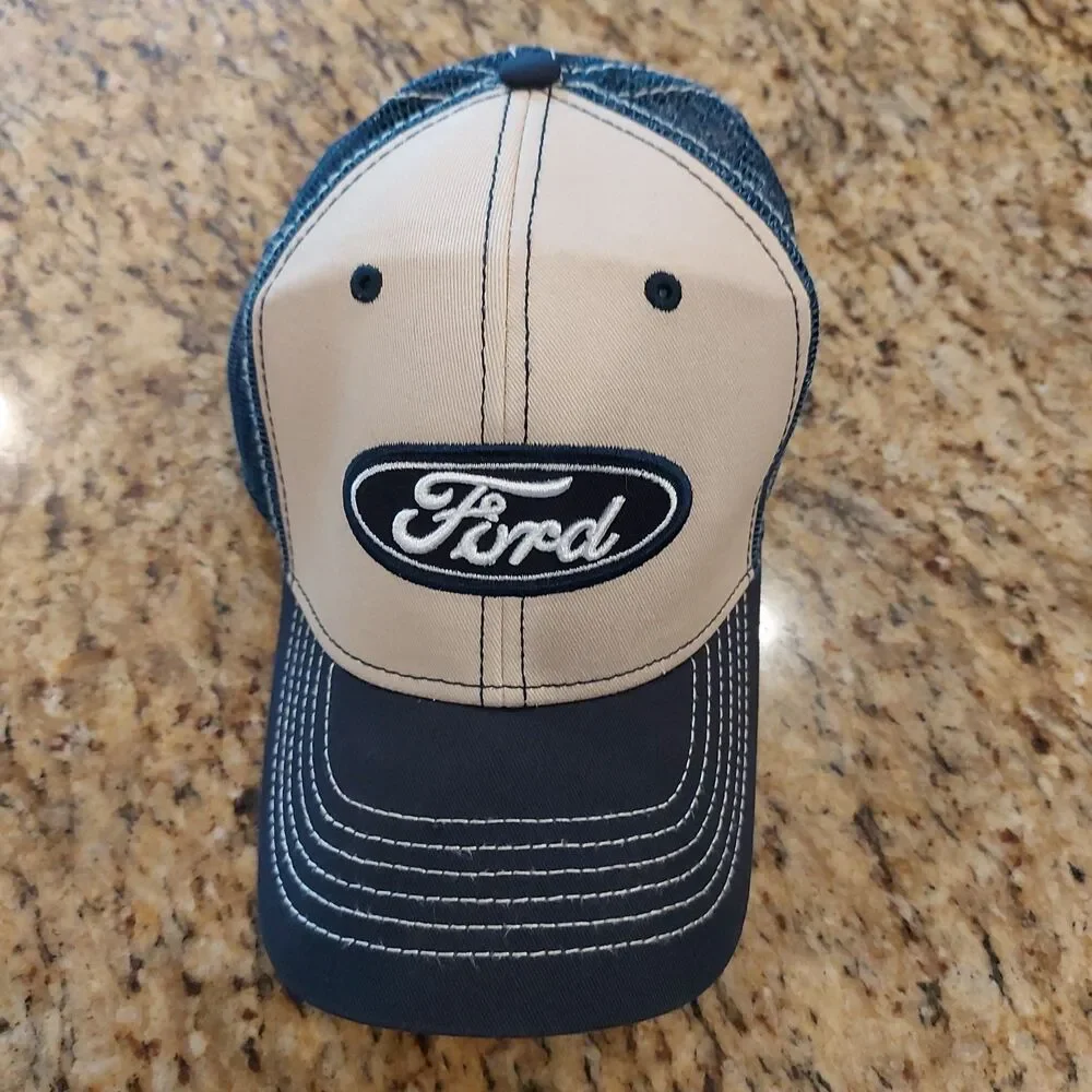Ford Trucker Hat Canvas Front Blue Mesh Snapback Officially Licensed OSFA